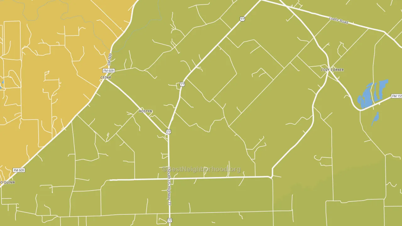 Map of the best neighborhoods in the Hostyn area, with better matches in green and worse matches in red
