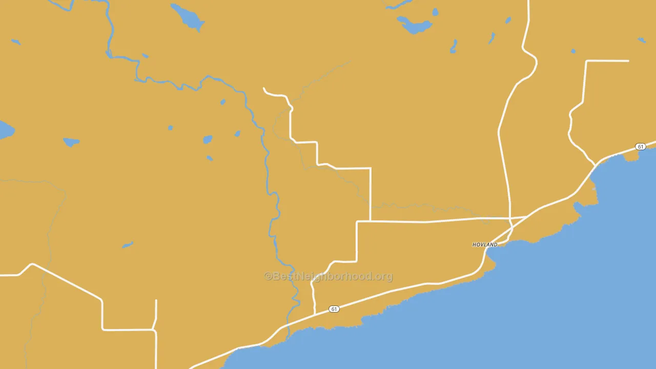 Map of the best neighborhoods in the Hovland area, with better matches in green and worse matches in red