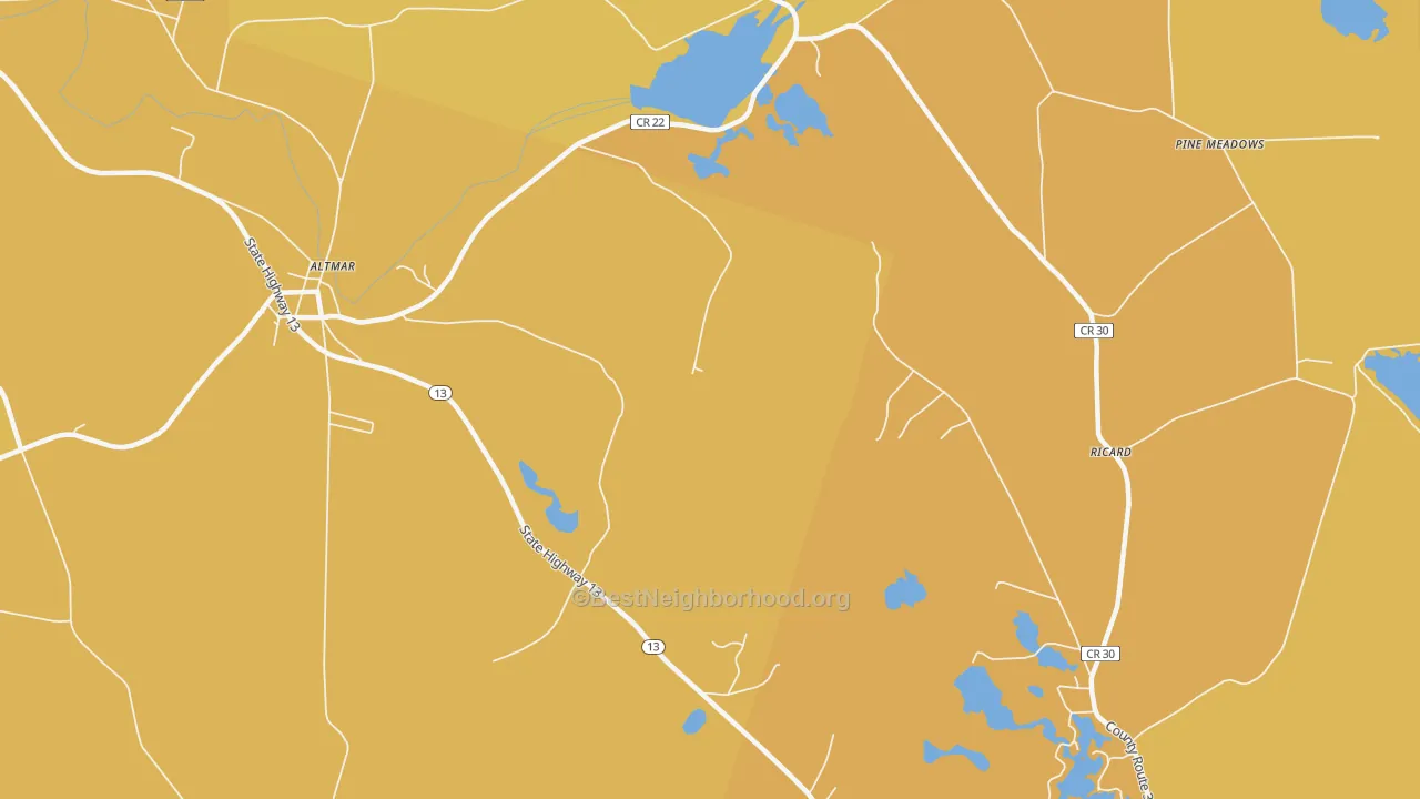 Map of the best neighborhoods in the Howardville area, with better matches in green and worse matches in red