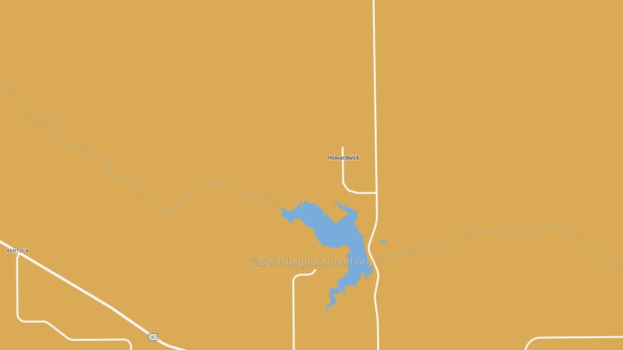 Map of the best neighborhoods in the Howardwick area, with better matches in green and worse matches in red