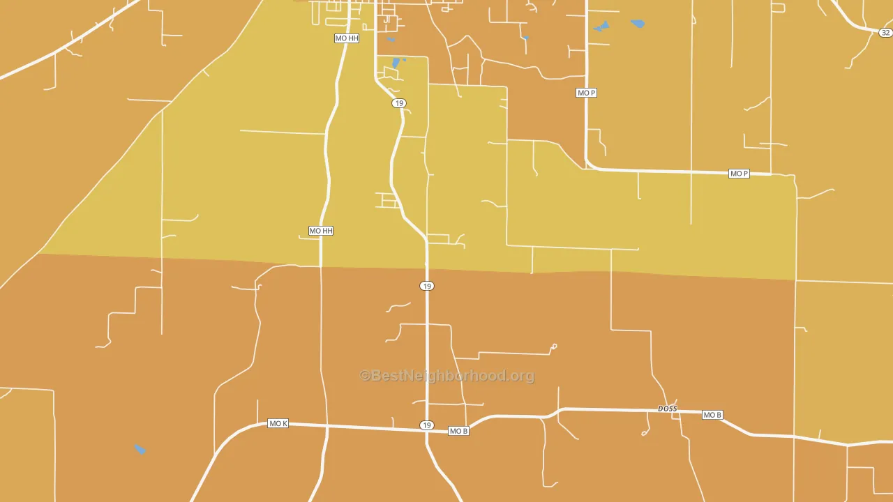 Map of the best neighborhoods in the Howes Mill area, with better matches in green and worse matches in red