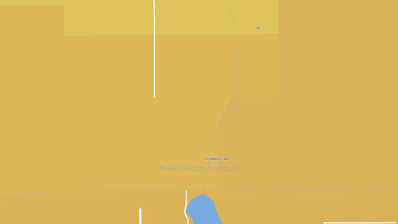 Map of the best neighborhoods in the Hubbard Lake area, with better matches in green and worse matches in red