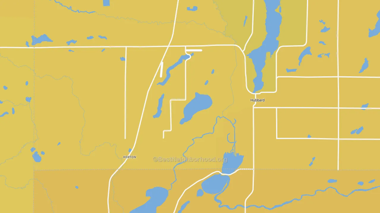 Map of the best neighborhoods in the Hubbard area, with better matches in green and worse matches in red