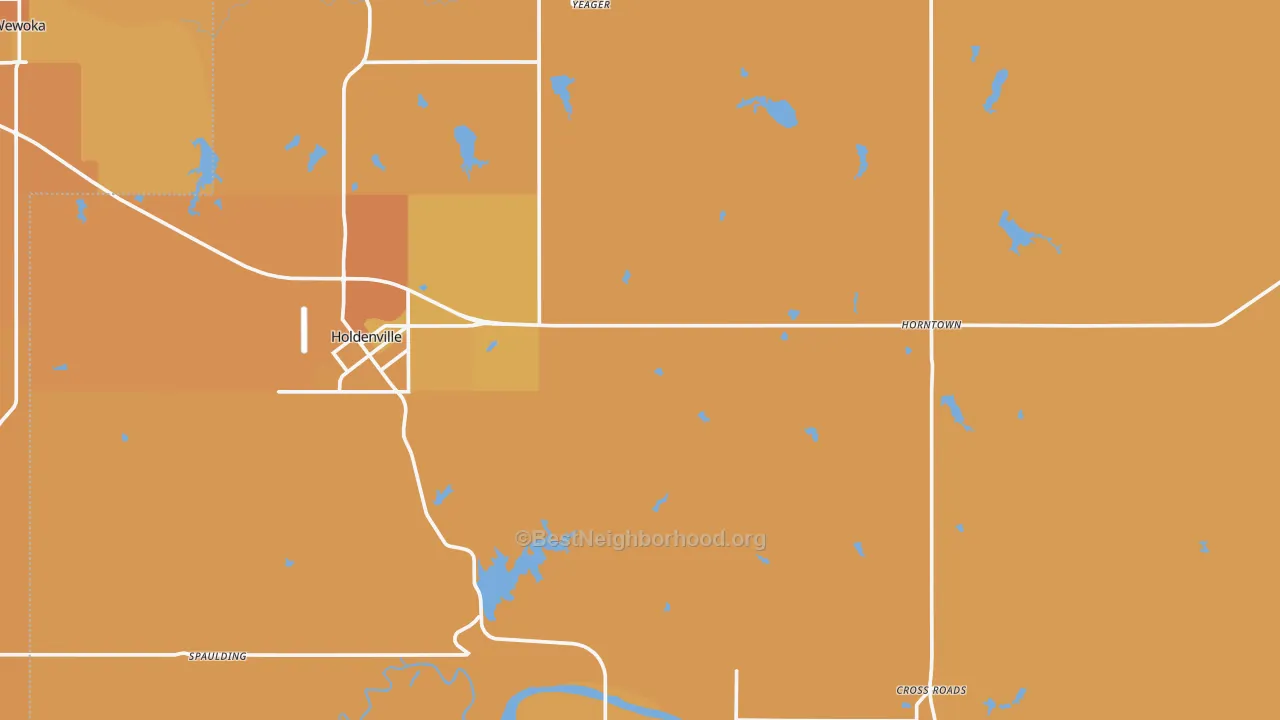 Map of the best neighborhoods in the Hughes County area, with better matches in green and worse matches in red