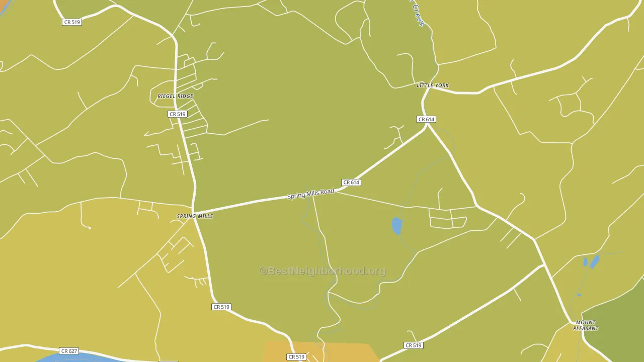 Map of the best neighborhoods in the Hughesville area, with better matches in green and worse matches in red