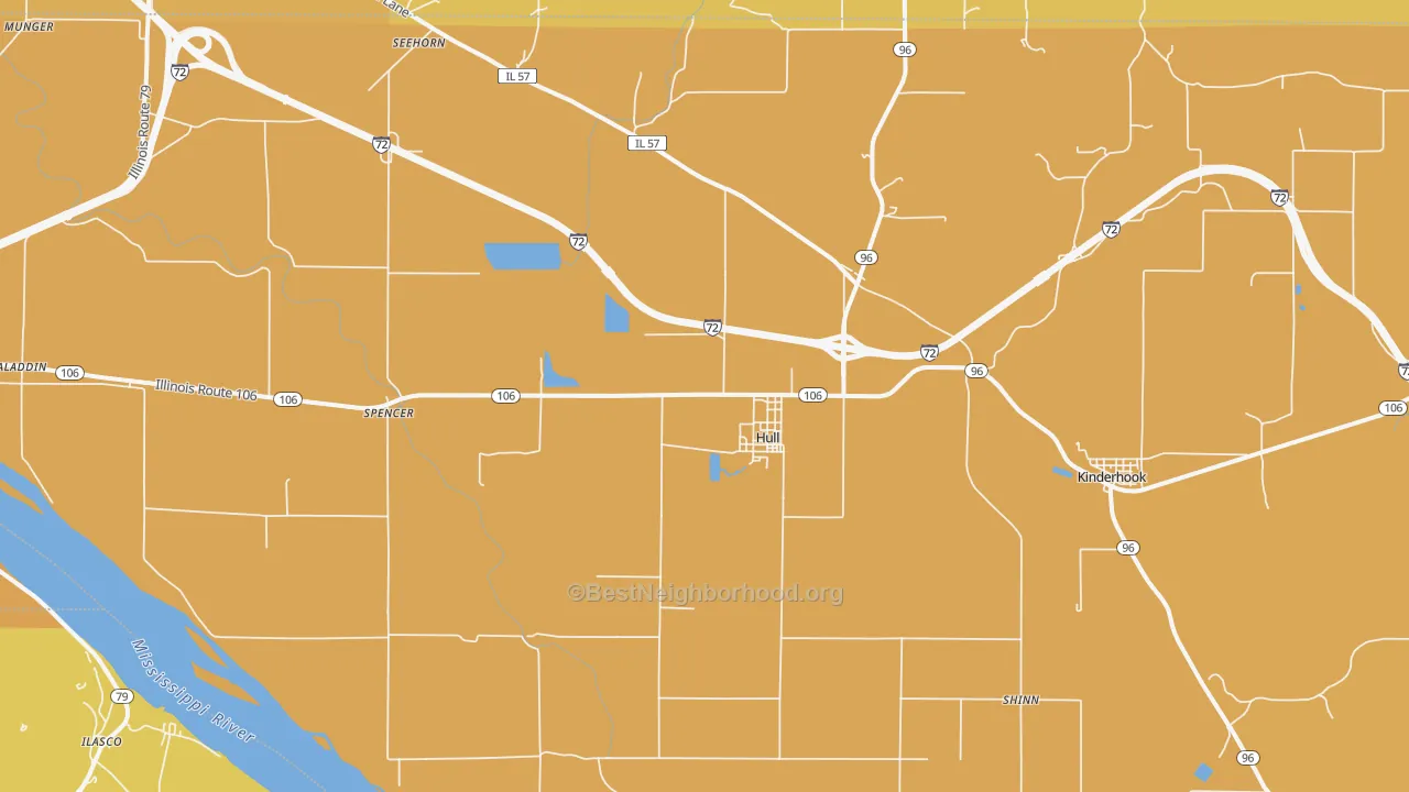 Map of the best neighborhoods in the Hull area, with better matches in green and worse matches in red