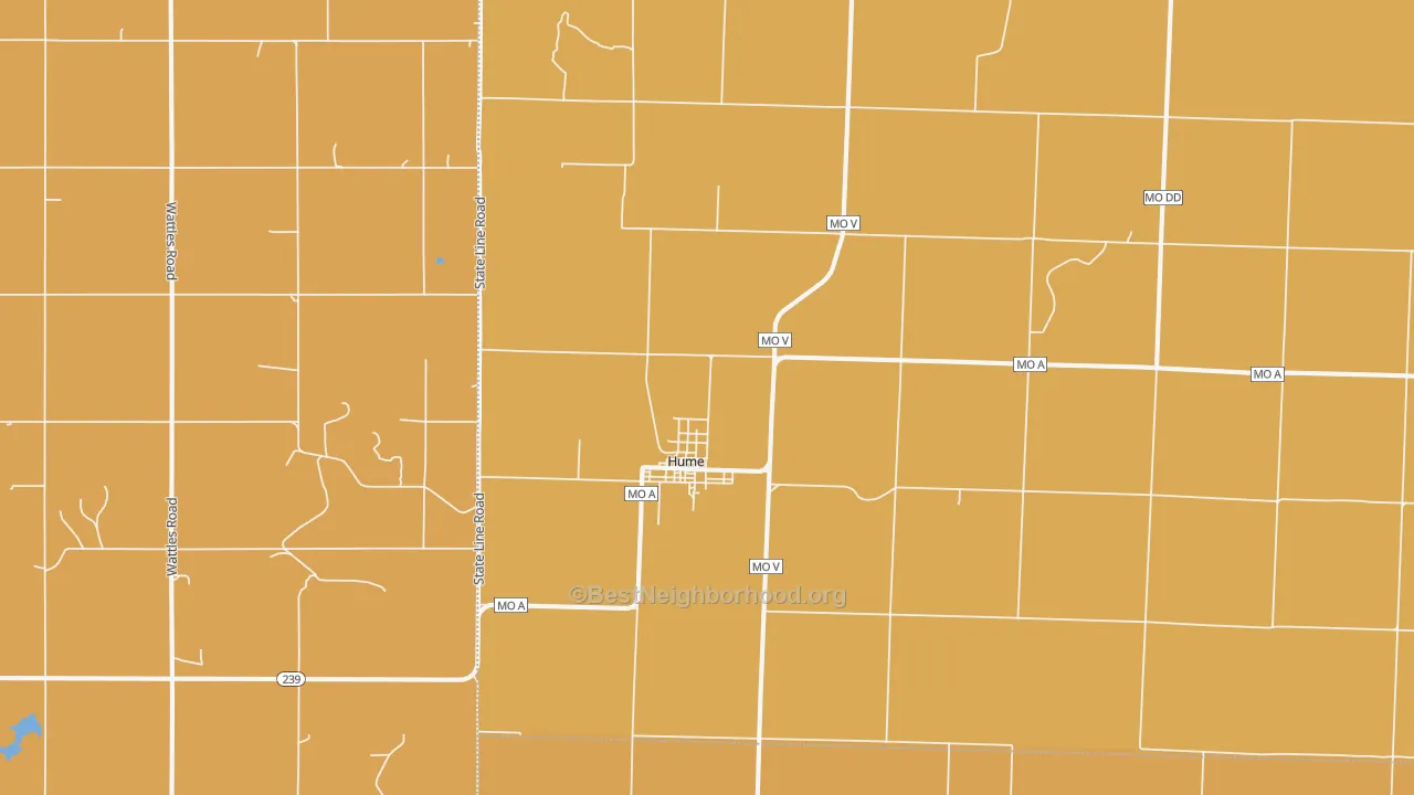 Map of the best neighborhoods in the Hume area, with better matches in green and worse matches in red