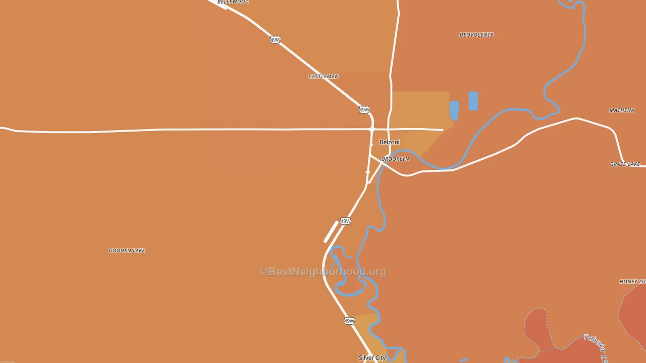 Map of the best neighborhoods in the Humphreys County area, with better matches in green and worse matches in red