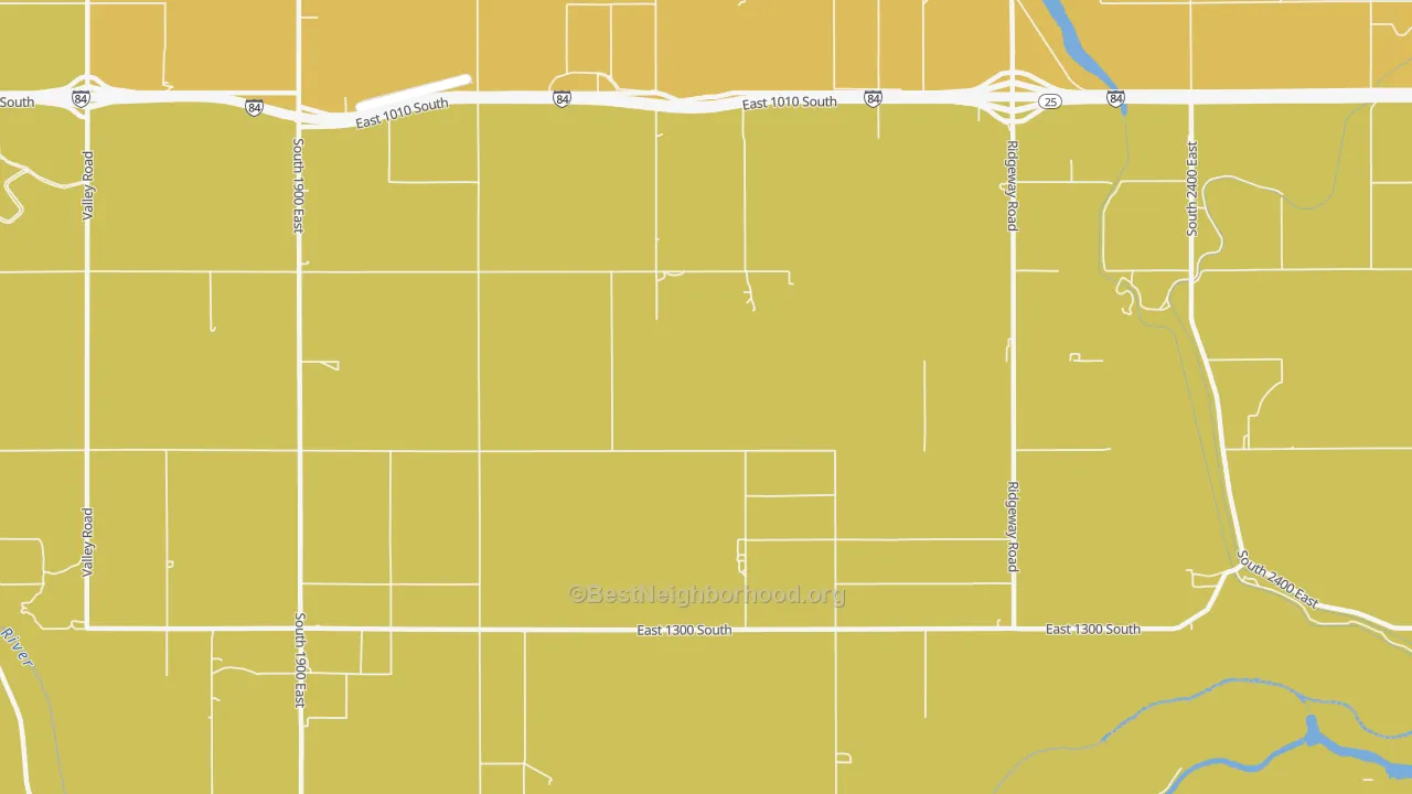 Map of the best neighborhoods in the Hunt area, with better matches in green and worse matches in red