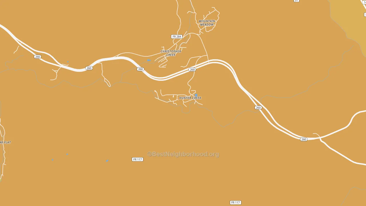 Map of the best neighborhoods in the Hunter Creek area, with better matches in green and worse matches in red