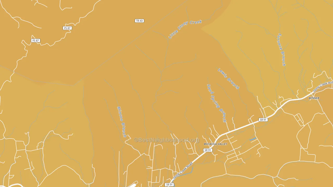 Map of the best neighborhoods in the Hunter area, with better matches in green and worse matches in red