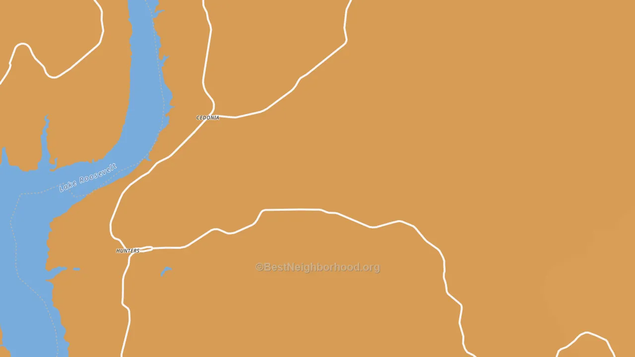 Map of the best neighborhoods in the Hunters area, with better matches in green and worse matches in red