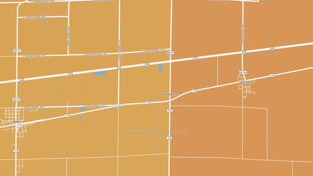 Map of the best neighborhoods in the Hunterville area, with better matches in green and worse matches in red