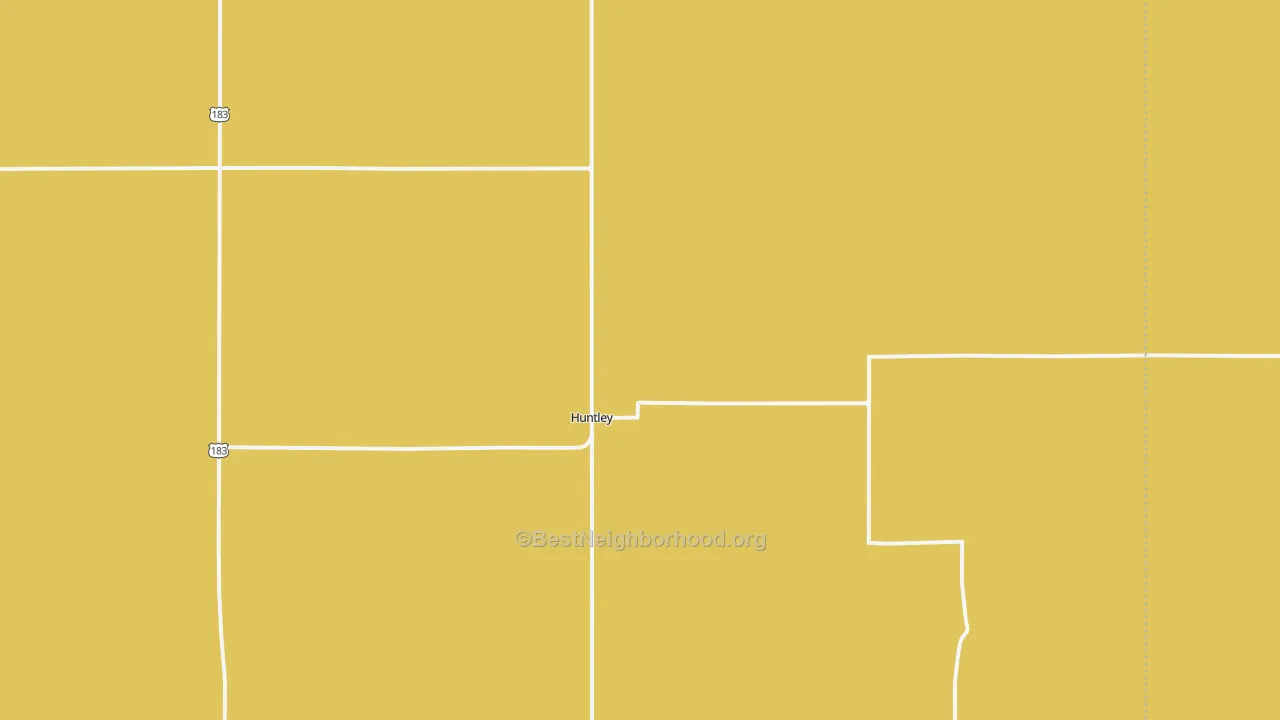 Map of the best neighborhoods in the Huntley area, with better matches in green and worse matches in red