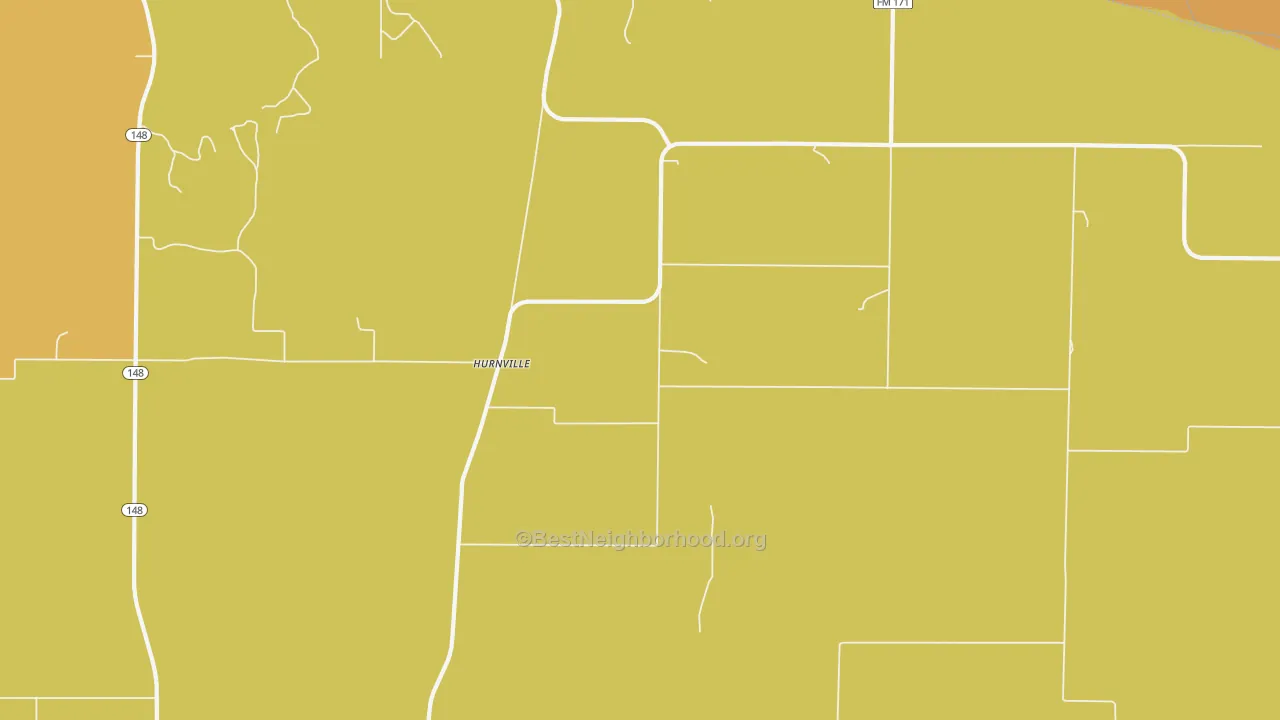 Map of the best neighborhoods in the Hurnville area, with better matches in green and worse matches in red