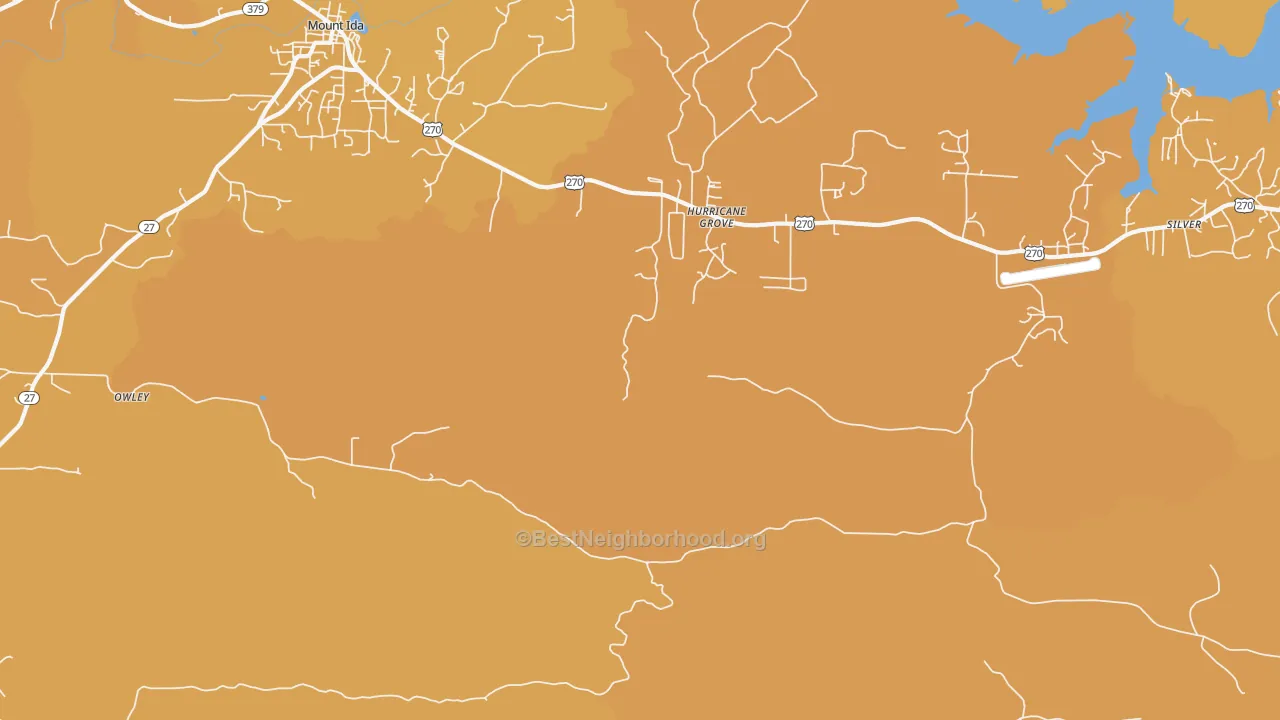 Map of the best neighborhoods in the Hurricane Grove area, with better matches in green and worse matches in red