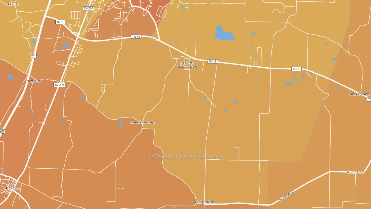 Map of the best neighborhoods in the Hurricane Hill area, with better matches in green and worse matches in red