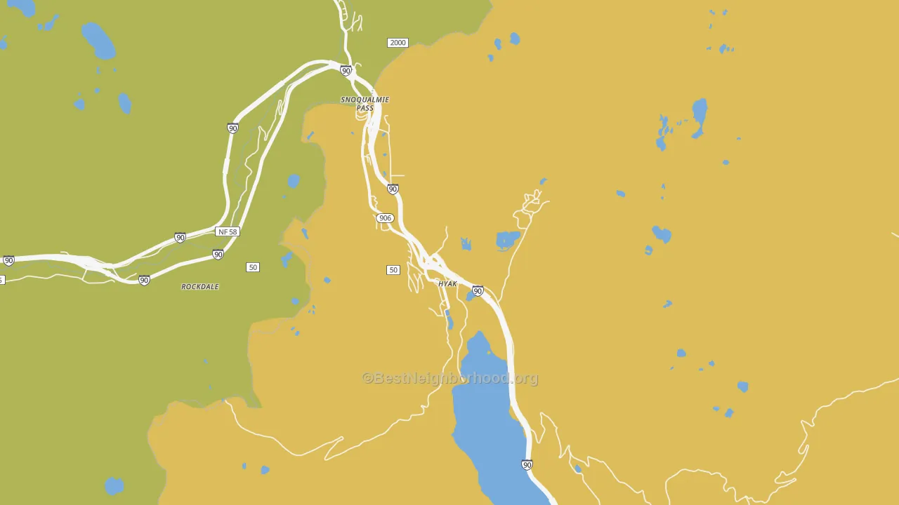 Map of the best neighborhoods in the Hyak area, with better matches in green and worse matches in red