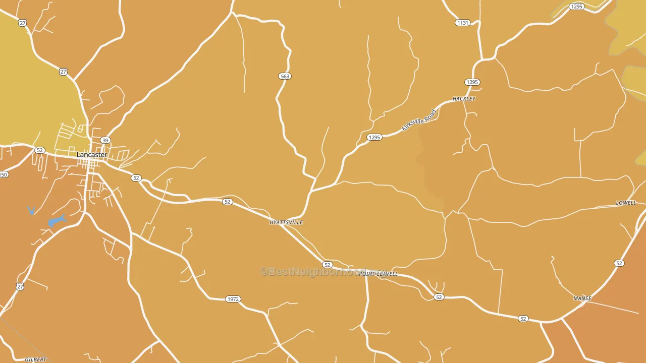 Map of the best neighborhoods in the Hyattsville area, with better matches in green and worse matches in red