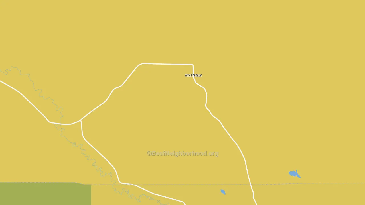 Map of the best neighborhoods in the Hyattville area, with better matches in green and worse matches in red