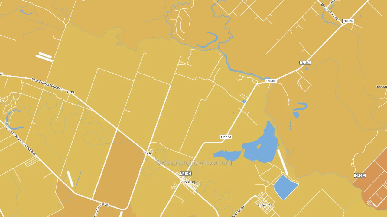 Map of the best neighborhoods in the Iago area, with better matches in green and worse matches in red