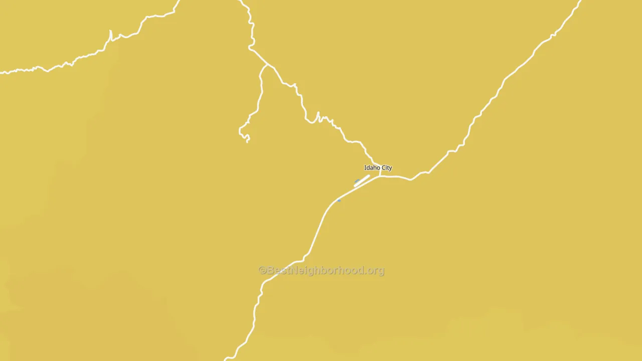 Map of the best neighborhoods in the Idaho City area, with better matches in green and worse matches in red