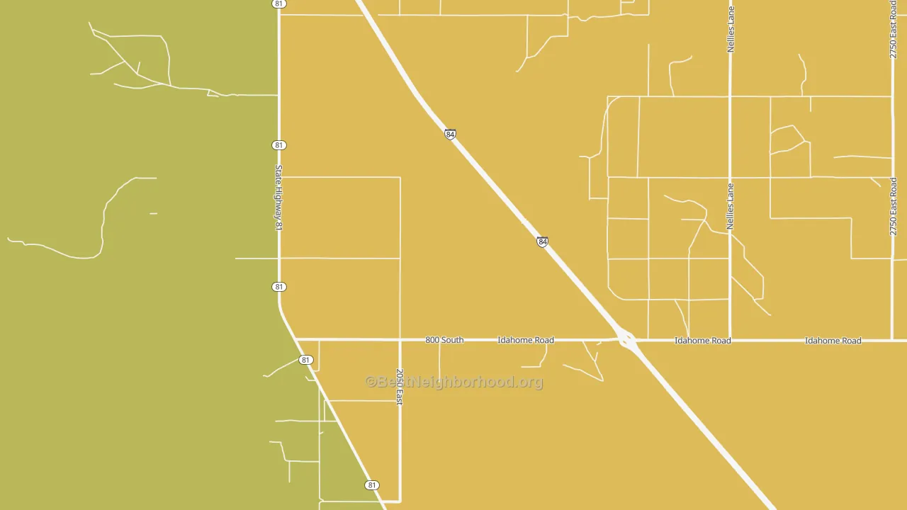 Map of the best neighborhoods in the Idahome area, with better matches in green and worse matches in red