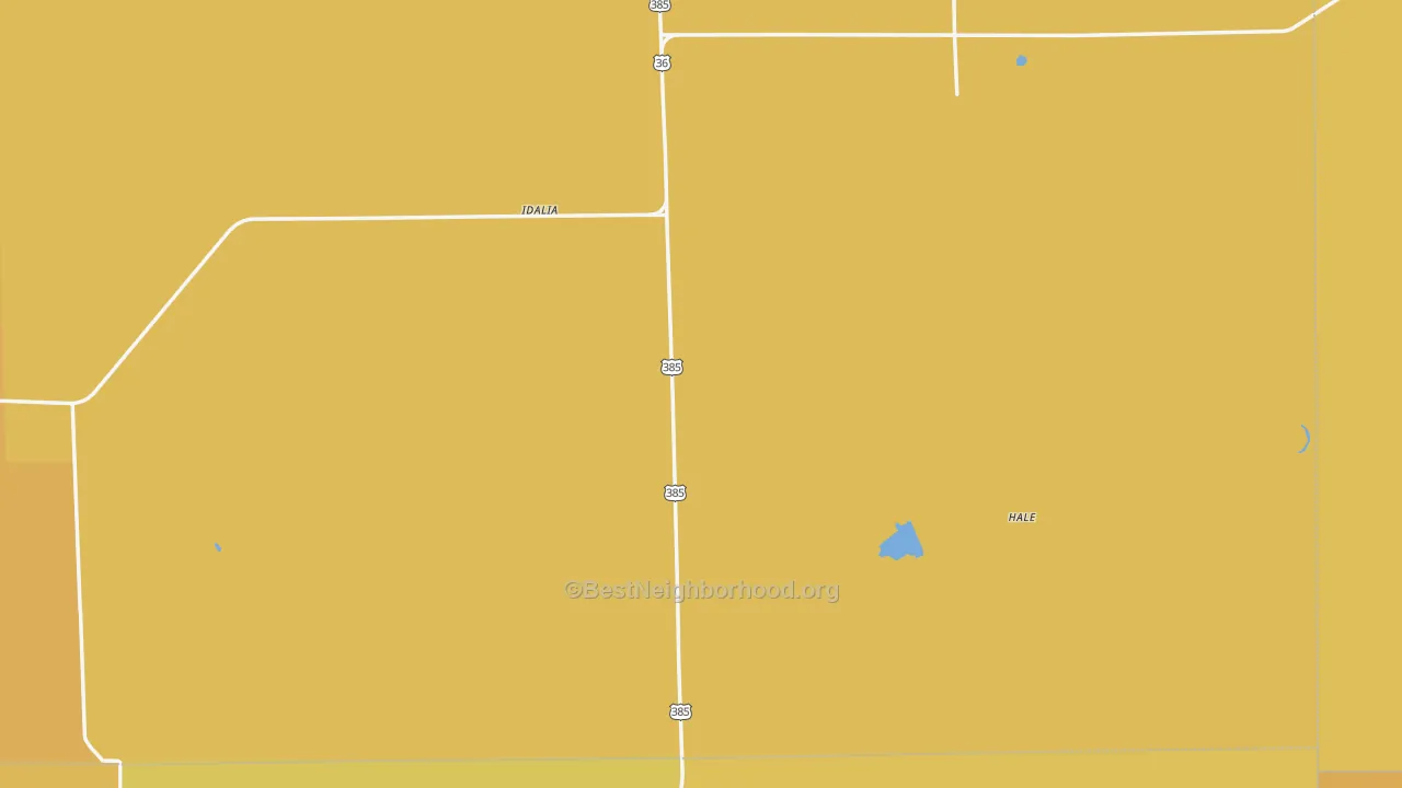 Map of the best neighborhoods in the Idalia area, with better matches in green and worse matches in red