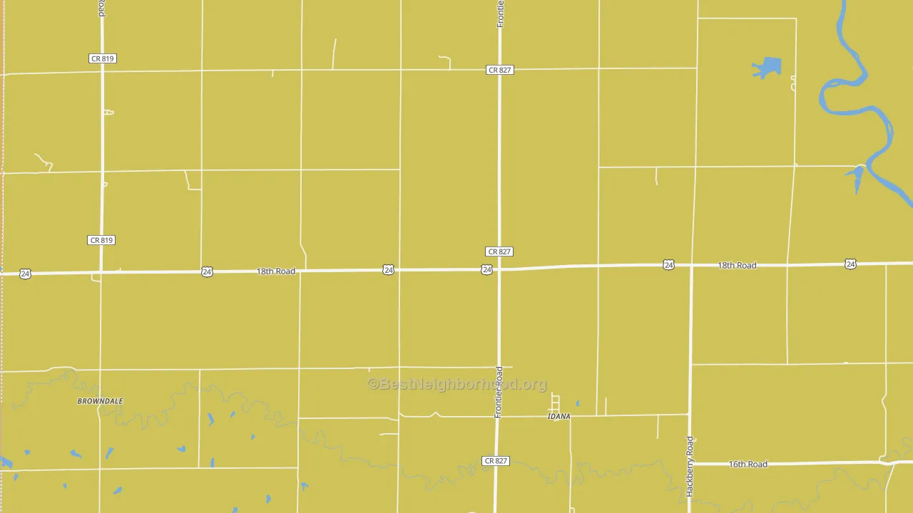 Map of the best neighborhoods in the Idana area, with better matches in green and worse matches in red