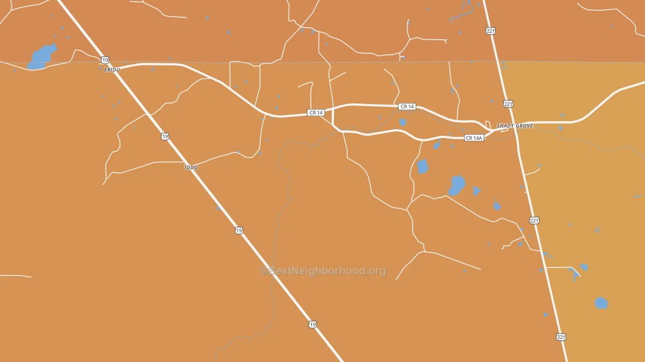 Map of the best neighborhoods in the Iddo area, with better matches in green and worse matches in red