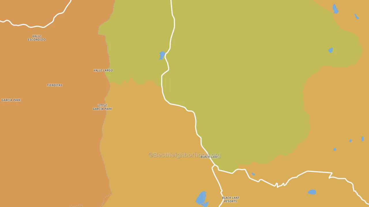 Map of the best neighborhoods in the Idlewild area, with better matches in green and worse matches in red