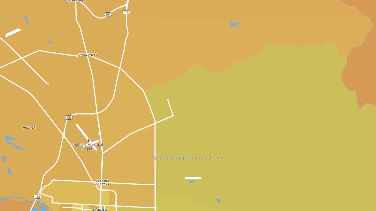 Map of the best neighborhoods in the Idria area, with better matches in green and worse matches in red