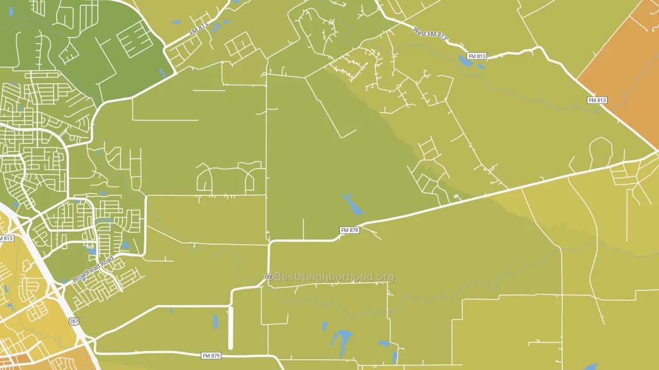 Map of the best neighborhoods in the Ike area, with better matches in green and worse matches in red