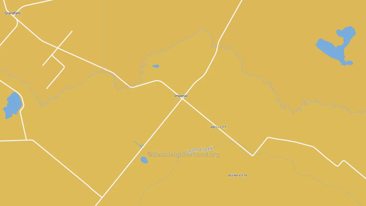 Map of the best neighborhoods in the Imperial area, with better matches in green and worse matches in red