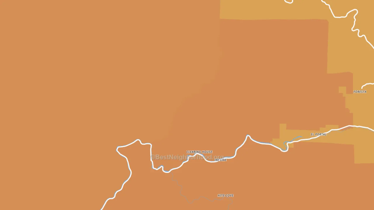 Map of the best neighborhoods in the Incline area, with better matches in green and worse matches in red