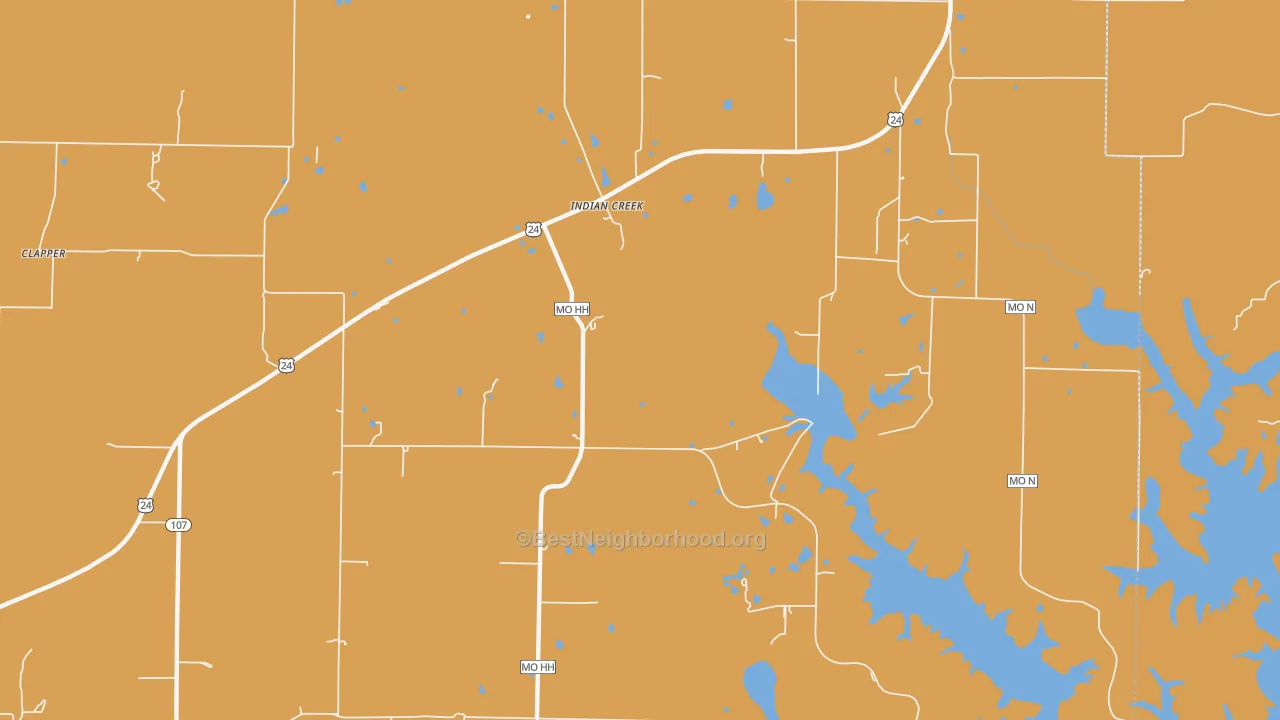 Map of the best neighborhoods in the Indian Creek area, with better matches in green and worse matches in red