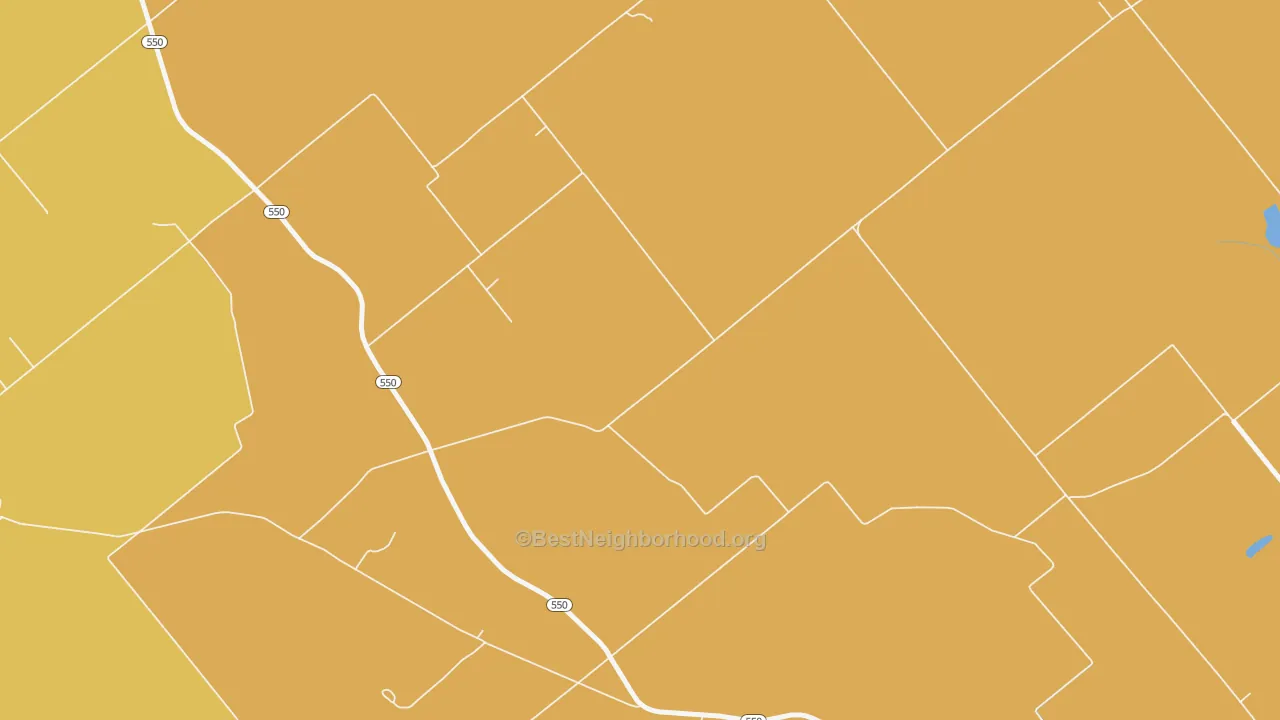 Map of the best neighborhoods in the Indian Creek Settlement area, with better matches in green and worse matches in red
