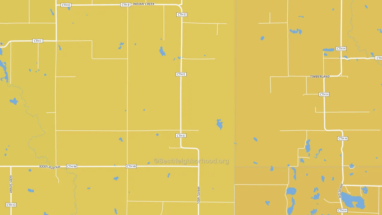 Map of the best neighborhoods in the Indian Creek area, with better matches in green and worse matches in red