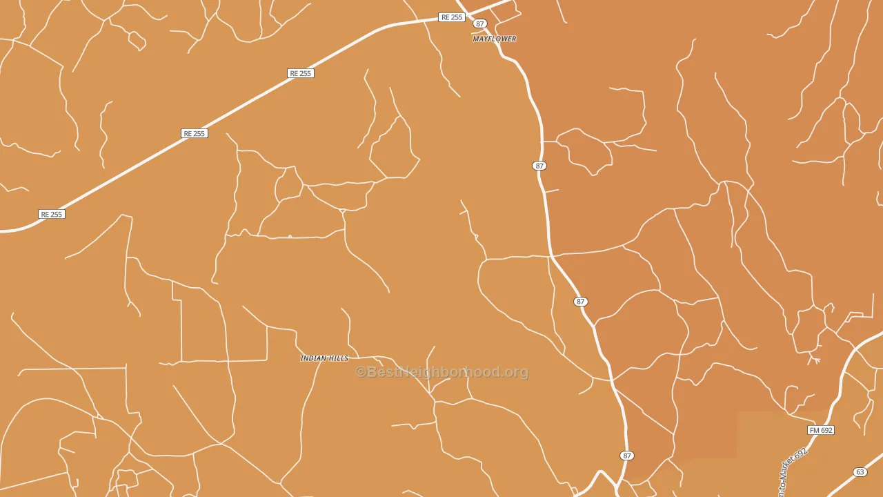 Map of the best neighborhoods in the Indian Hill area, with better matches in green and worse matches in red