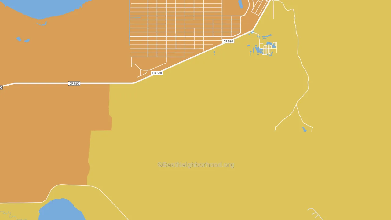 Map of the best neighborhoods in the Indian Lake Estates area, with better matches in green and worse matches in red