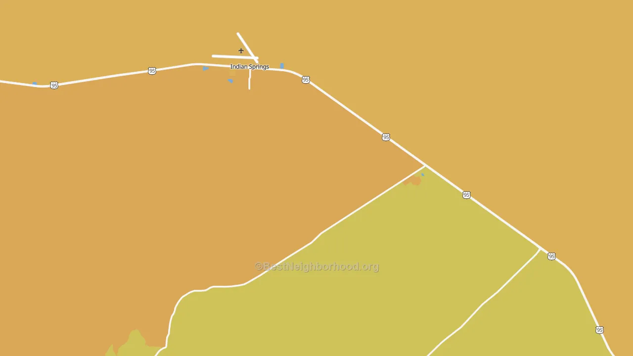 Map of the best neighborhoods in the Indian Springs area, with better matches in green and worse matches in red