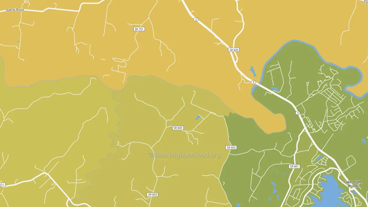 Map of the best neighborhoods in the Indian Town area, with better matches in green and worse matches in red