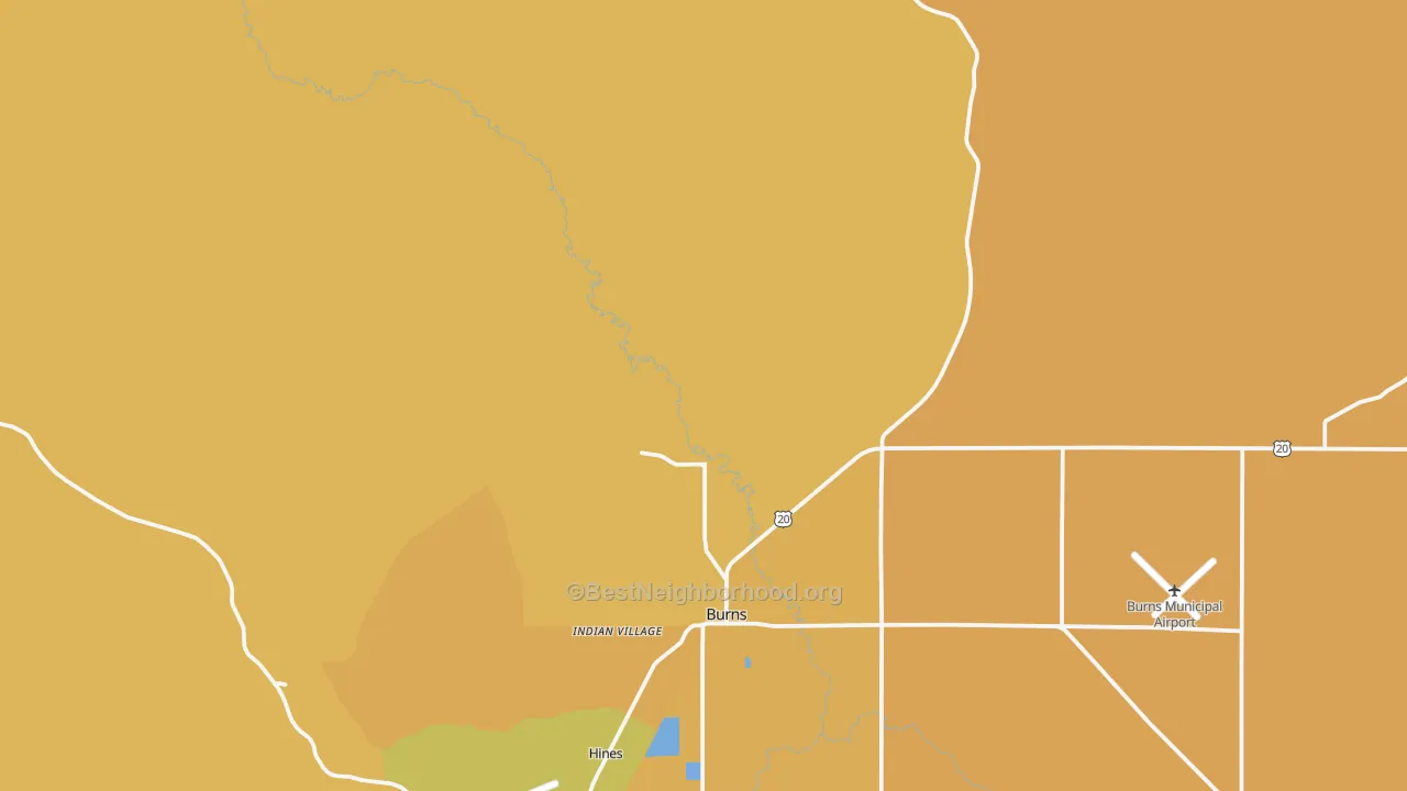Map of the best neighborhoods in the Indian Village area, with better matches in green and worse matches in red