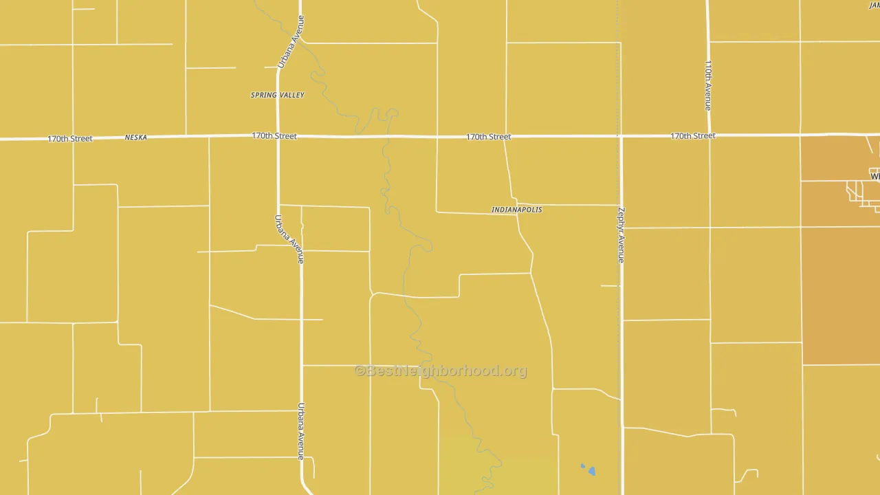 Map of the best neighborhoods in the Indianapolis area, with better matches in green and worse matches in red
