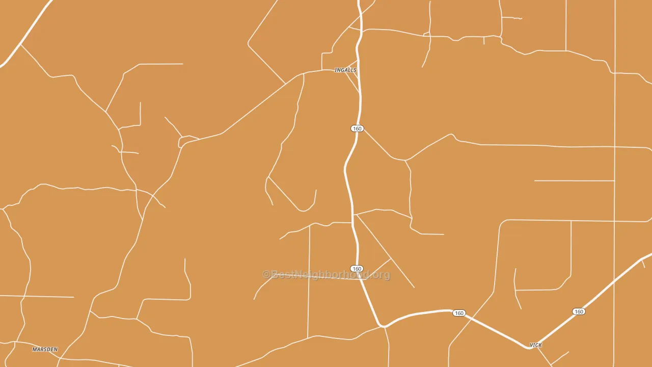 Map of the best neighborhoods in the Ingalls area, with better matches in green and worse matches in red