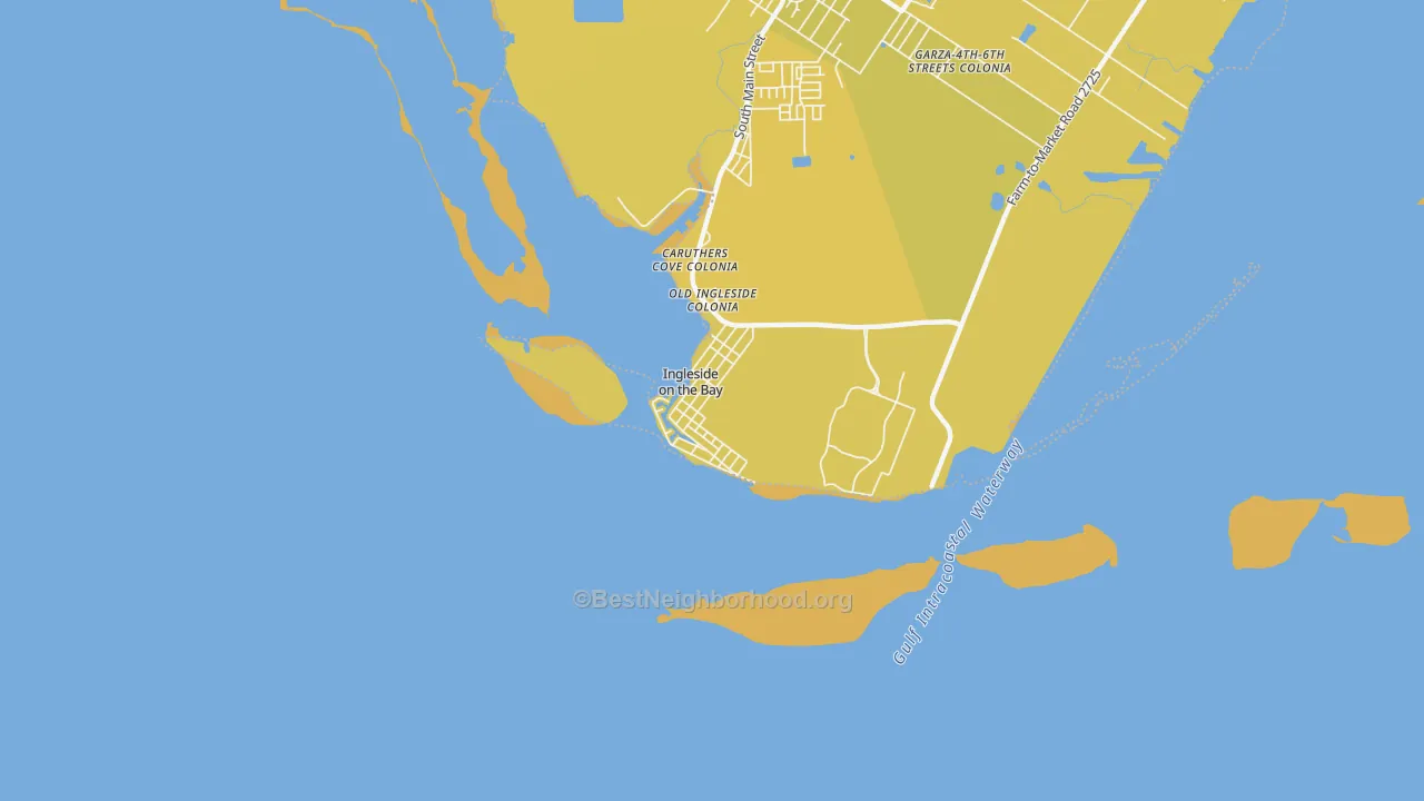 Map of the best neighborhoods in the Ingleside on the Bay area, with better matches in green and worse matches in red