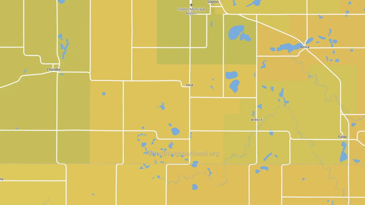 Map of the best neighborhoods in the Iona area, with better matches in green and worse matches in red