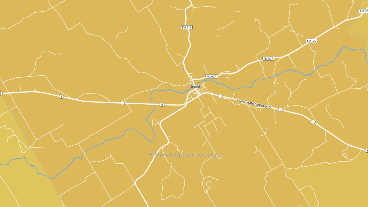 Map of the best neighborhoods in the Iredell area, with better matches in green and worse matches in red