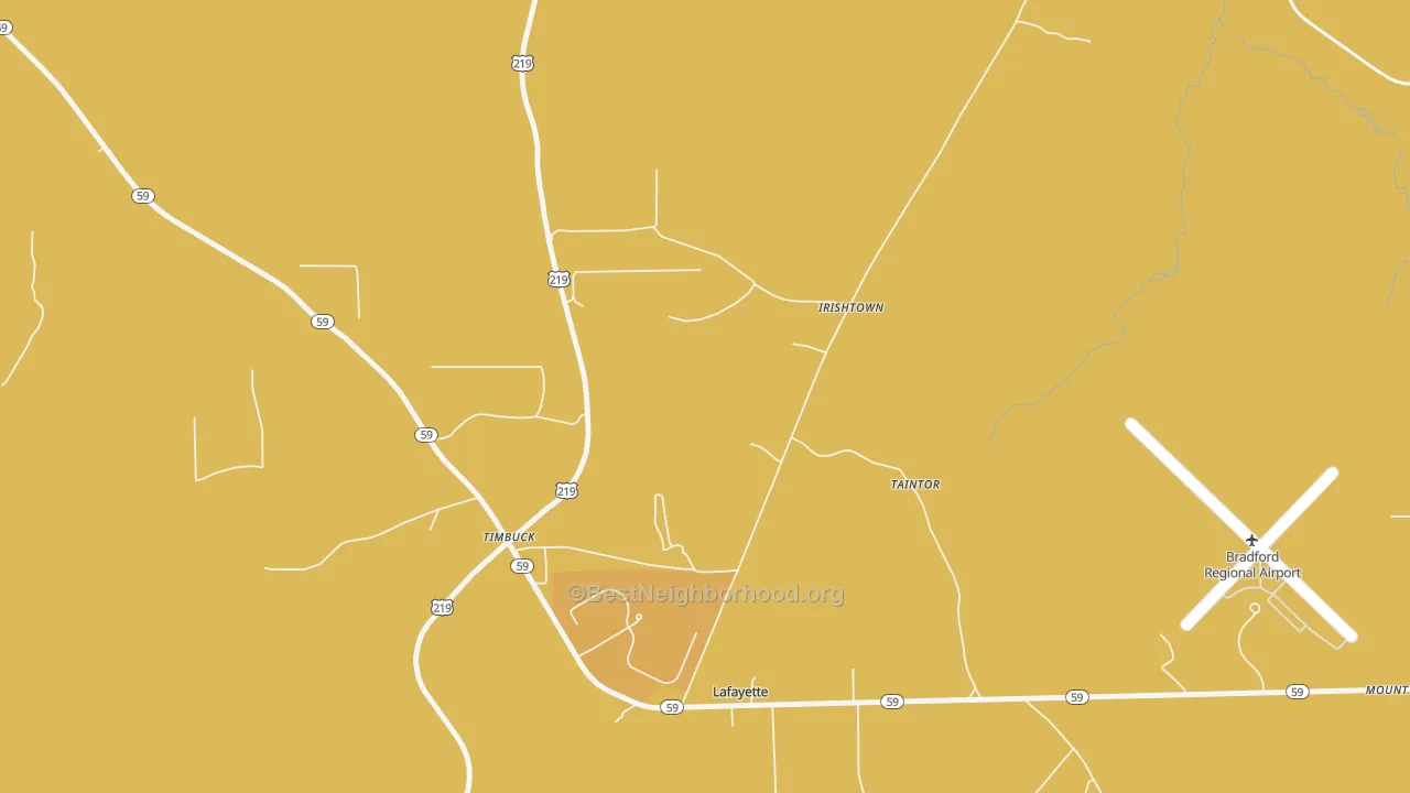 Map of the best neighborhoods in the Irishtown area, with better matches in green and worse matches in red
