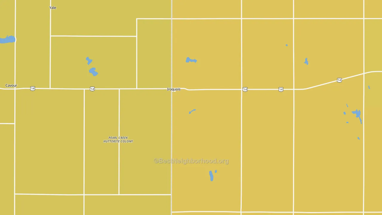 Map of the best neighborhoods in the Iroquois area, with better matches in green and worse matches in red